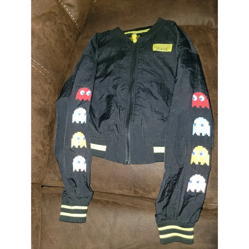 Justice‎ Pac-Man jacket size large 12 14 zip up ghosts